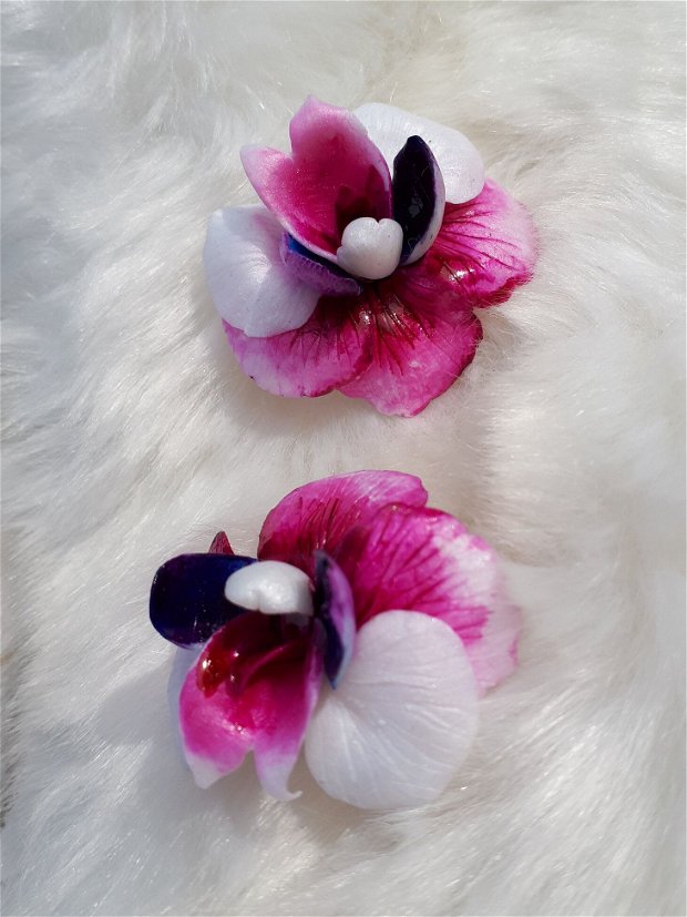 Cercei Orhidee - Cercei Ideal cadou de craciun, Handmade, Unicat