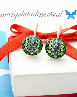 Cercei Swarovski - Multicolor Chaton Regal / Green / Argint 925