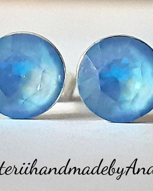 Cercei argint 925 cu piatra Swarovski Chaton 6mm Crystal Ocean DeLite