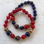 Set bratari lapis lazuli & coral rosu