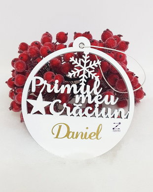 Ornament brad bebelus, decoratiune primul craciun, ornament personalizat familie, decoratiune craciun, glob personalizat, glob bebelus, ornament brad bebelus, glob primul Craciun