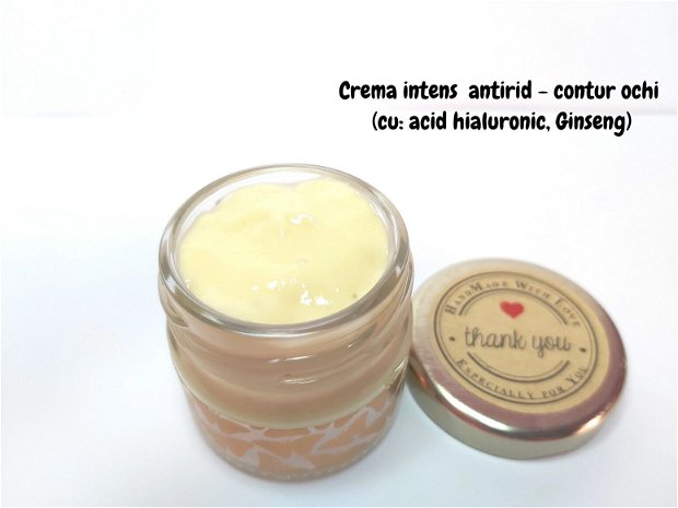 Crema intens antirid pentru contur ochi (cu: acid hialuronic, Rodiola, Ginseng)