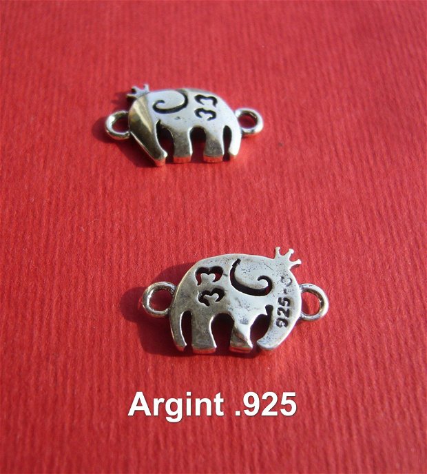 Elefantel charm / link din argint .925 aprox 11x17.5 mm (cu anorile)