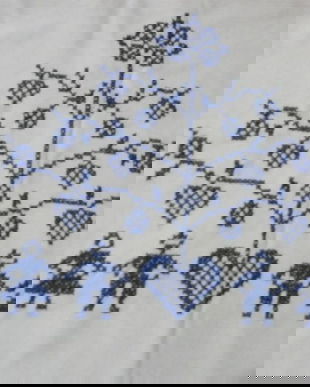 Stergar/napron vintage broderie albastra