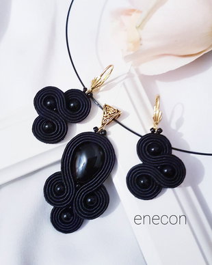 Set soutache negru cu onix