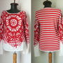 DESIGUAL BLUZA JAQUARD ALB ROSU
