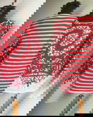 DESIGUAL BLUZA JAQUARD ALB ROSU