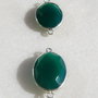 (2 bucati) Link din onix verde fatetat in rama de argint .925 (India - lucrat manual) aprox 5-6x13x23 mm cu anourile