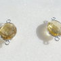 (2 bucati) Link oval din citrin fatetat in rama de argint .925 (India - lucrat manual) aprox 6x11.5x21 mm (cu anourile)
