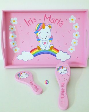 Set tava mot cu Unicorn ,pictata manual