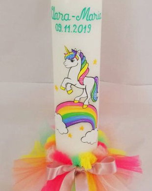 Lumanare Unicorn pictata manual si decorata