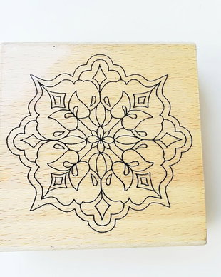 Stampila cauciuc cu suport de lemn. Stampila mandala