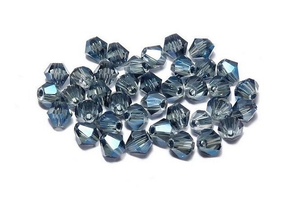 Cristale din sticla, biconice, 4 mm, AB, albastru marin-13