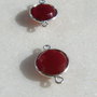 (2 bucati) Link din carneol fatetat in rama de argint .925 (India - lucrat manual) aprox 6x12x18 mm cu anourile