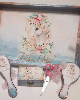 Set pentru mot / prima aniversare cu Unicorn, turquaz
