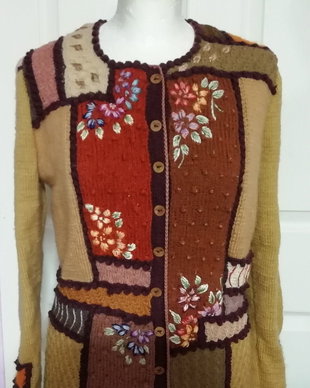 jacheta Multicolor crem maro