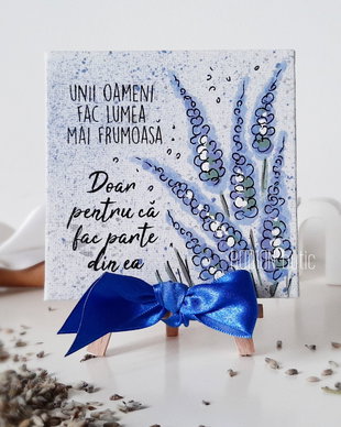 Minicanvas personalizat handmade pictat manual cu mesaj lavanda