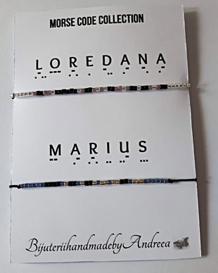 Set bratari reglabile Code Morse Collection LOREDANA/MARIUS