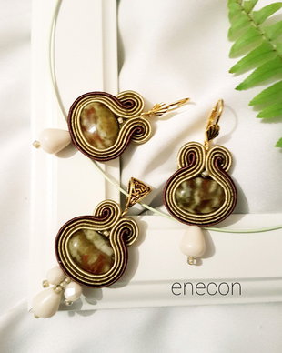 Set soutache bej-oliv-maro