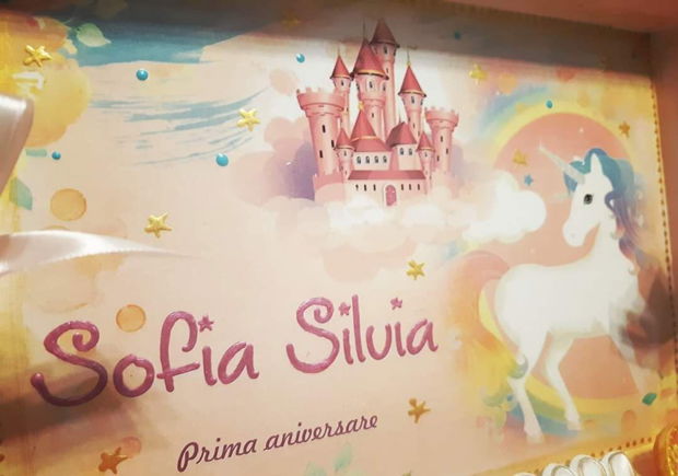 Set mot/prima aniversare cu tema zana unicorni si castel