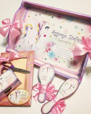 Set mot/prima aniversare cu tema Unicorn