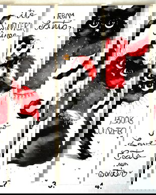 Semne de Carte pentru Sarbatori, Craciun, Iarna - Pictura in Acuarela, Cadou Original, Pisici, Carti - Nature & Colors Collection