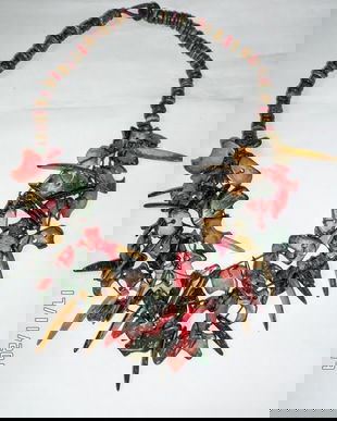 Colier margele multicolor lemn cocos