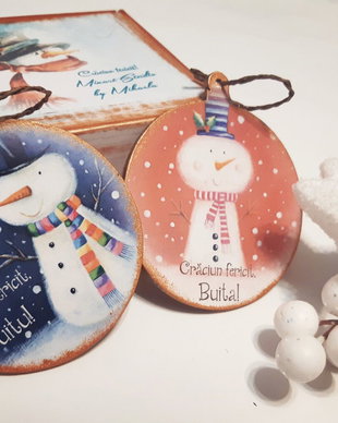 Set 2 decoratiuni personalizate pentru Craciun, 10 cm