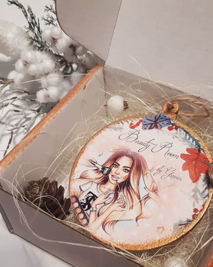 Decoratiune personalizata pentru Craciun, 10 cm , Hipster Santa