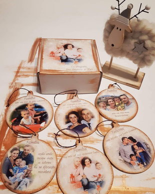 Set 6 decoratiuni Craciun cu poza, Family