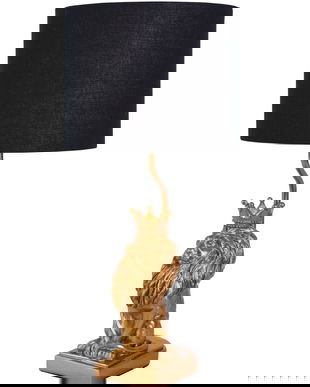 Lampa de masa cu un leu cu coronita