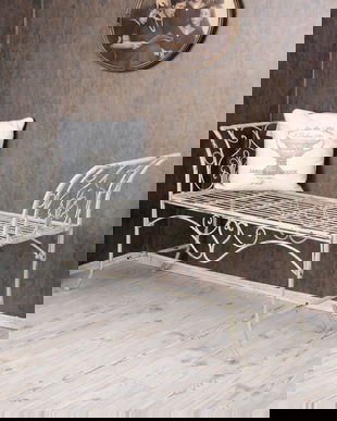 Banca din fier forjat antik white