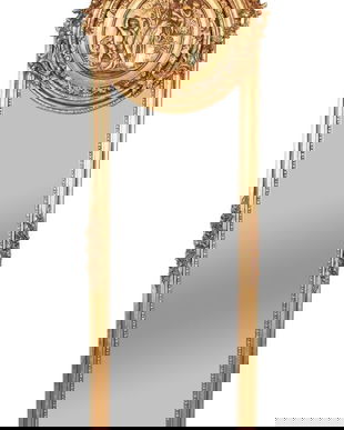 Oglinda Jugdenstill din cristal cu o rama aurie si medalion cu ingerasi