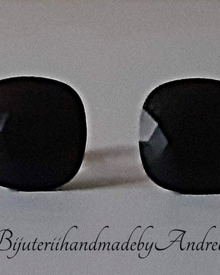 Cercei argint cu piatra Swarovski Cushion 7mm Jet