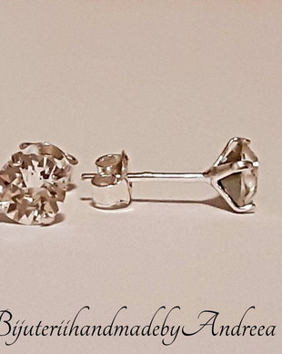 Cercei argint 925 tip gheara piatra Swarovski Chaton 6mm Crystal