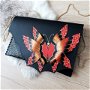 poseta plic handmade unicat din piele - Red Butterfly
