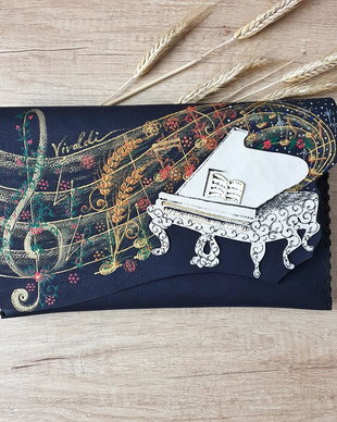 Poseta plic handmade unicat din piele naturala - Simfonia Anotimpurilor