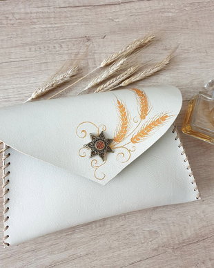 poseta plic handmade unicat din piele - Key