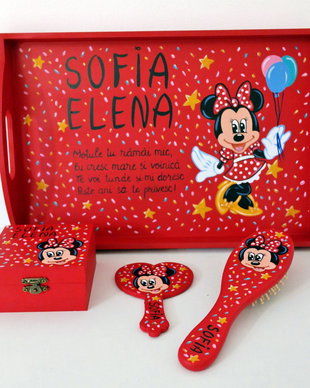 Set Mot cu Minnie Mouse ,pictat manual