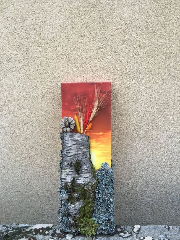 Tablou neconventional pe panza canvas-Floare rara, spice si apus de soare