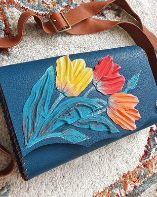 Geanta "Crossbody" handmade unicat -Tulips