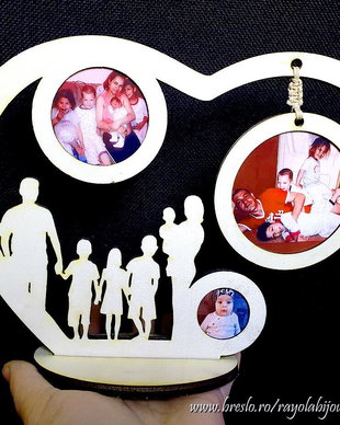 Rama foto personalizata - 2 poze - lemn lacuit