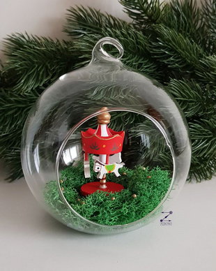 Glob carusel, ornament carusel, glob licheni, decoratiune licheni, cadou Craciun, decoratiune carusel colorat