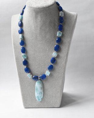 Colier  din larimar si lapis lazuli