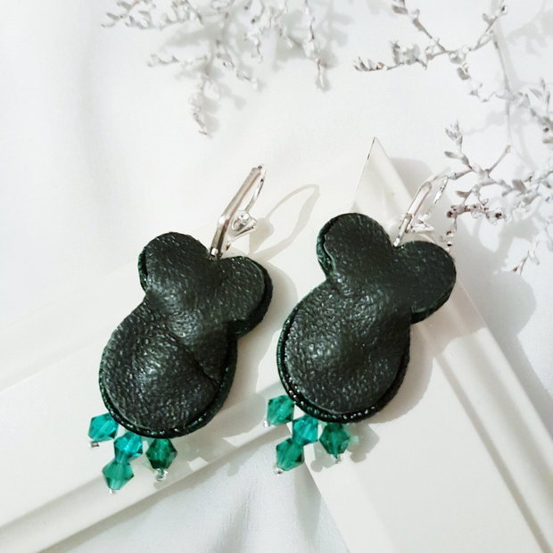 Cercei verzi soutache cu cristale