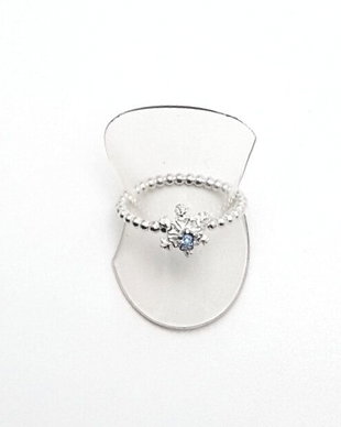 Inel din argint fin, in forma de fulg, cu un cristal Swarovski bleu