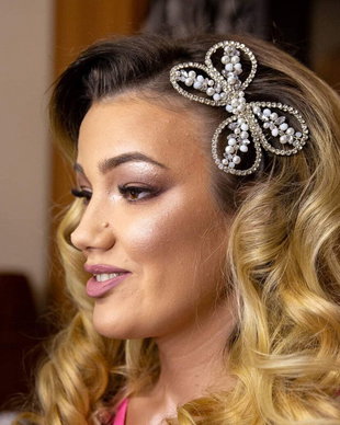 Melissa *Accesoriu de par mireasa cu cristale si perle, Pieptan mireasa cu perle