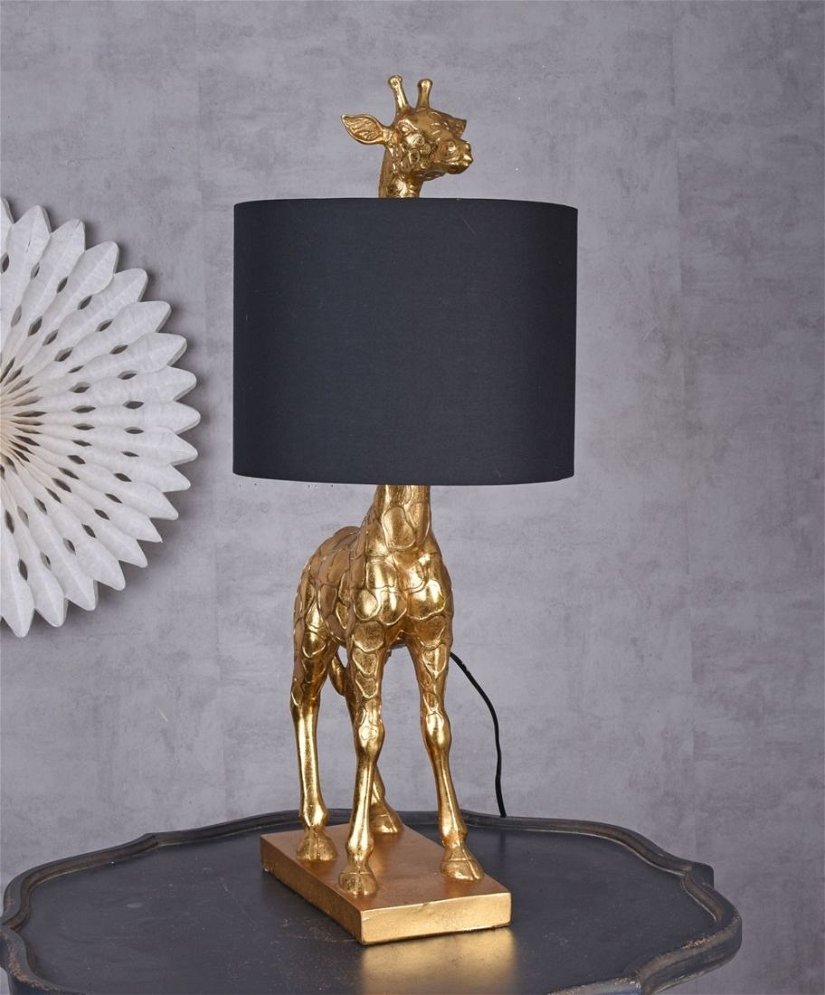 Lampa de podea cu o girafa aurie