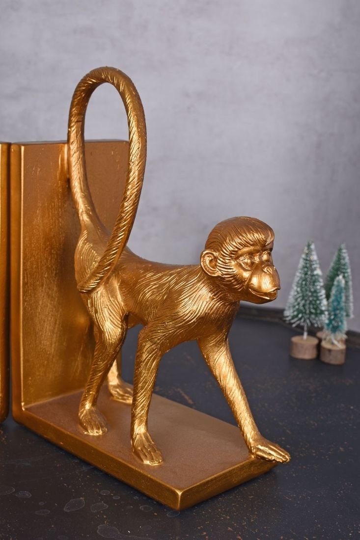 Set doua suporturi carti cu maimute aurii