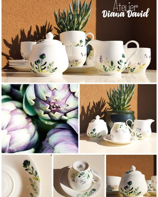 Set cesti cafea/ceai pictate manual